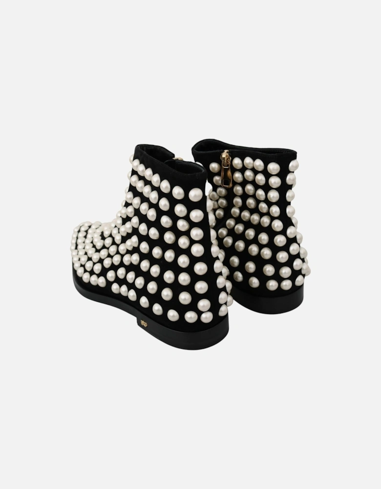 Pearl Embellished Ankle Boots LA7217 Women - Black