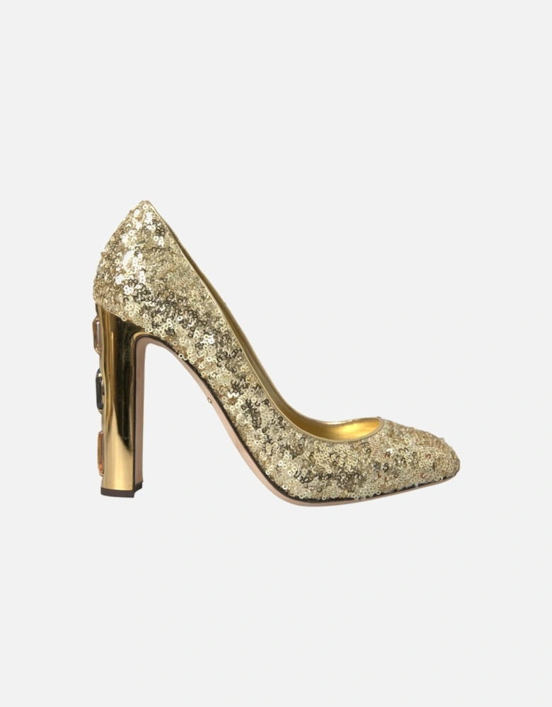 Sequin Crystal Embellished Heels Pumps Women - Gold