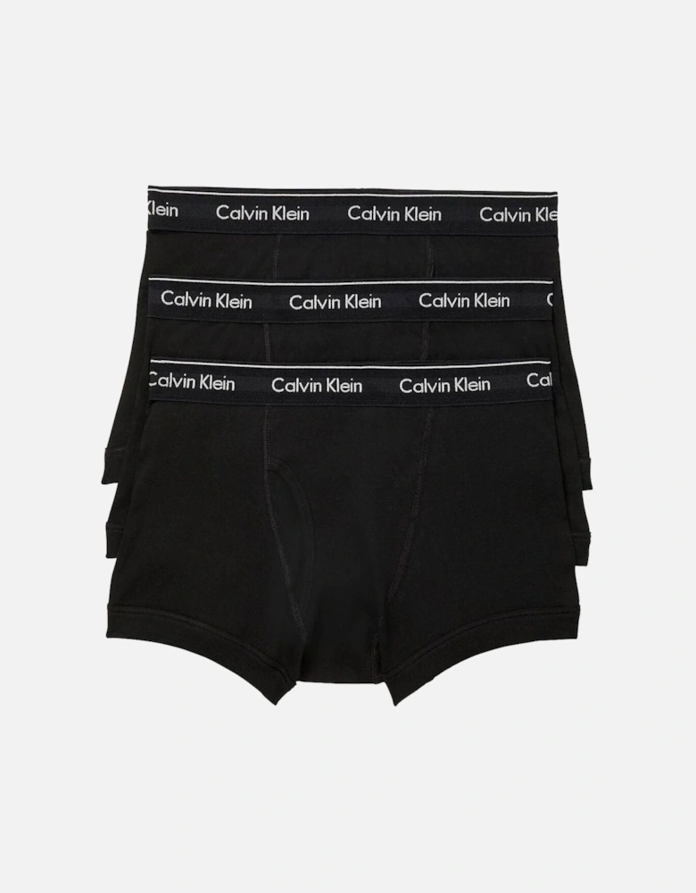 3-Pack Pure Cotton Keyhole Boxer Trunks, Black