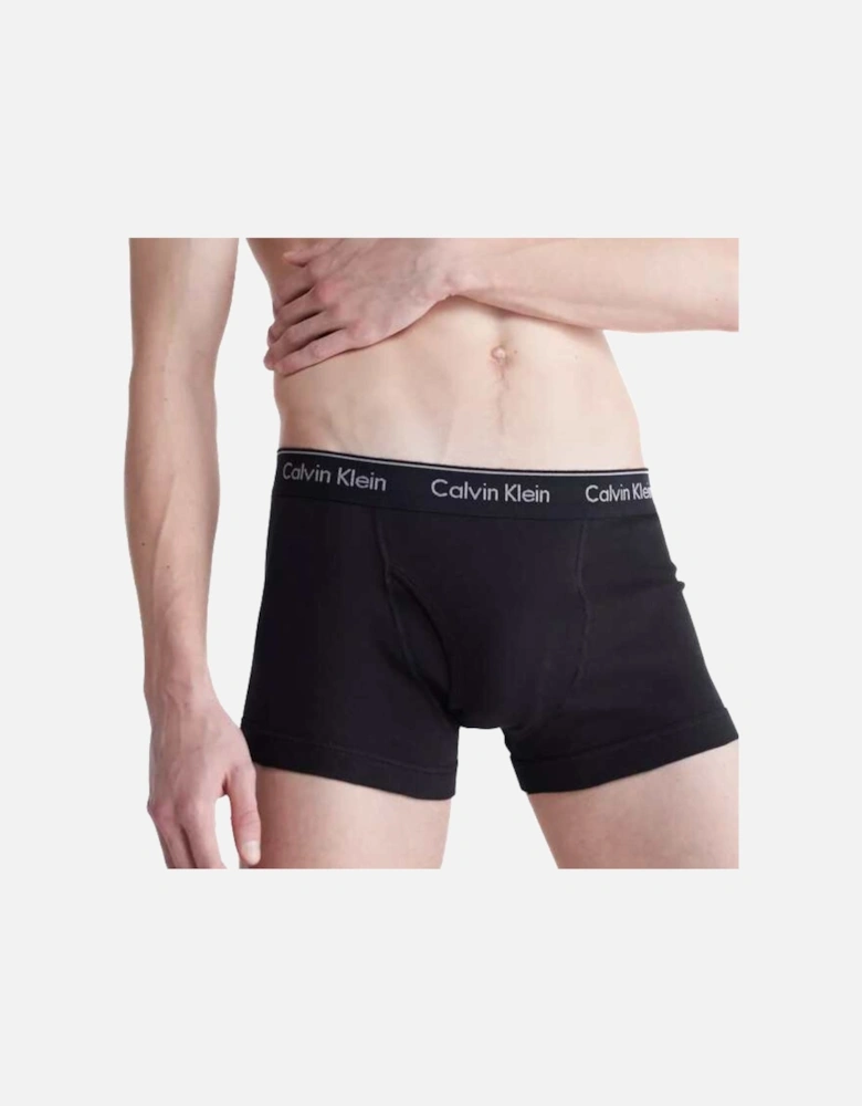 3-Pack Pure Cotton Keyhole Boxer Trunks, Black