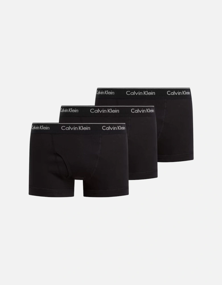 3-Pack Pure Cotton Keyhole Boxer Trunks, Black