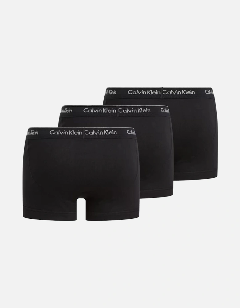 3-Pack Pure Cotton Keyhole Boxer Trunks, Black