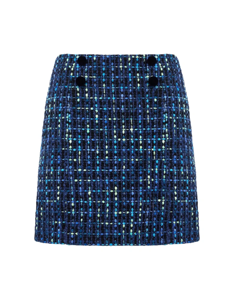 Tiah Tweed Skirt - Blue