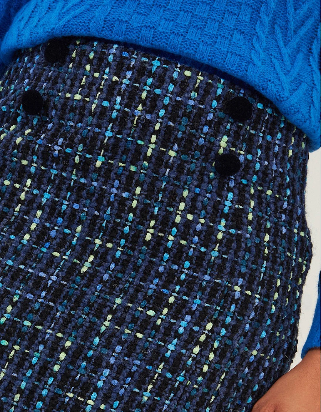 Tiah Tweed Skirt - Blue