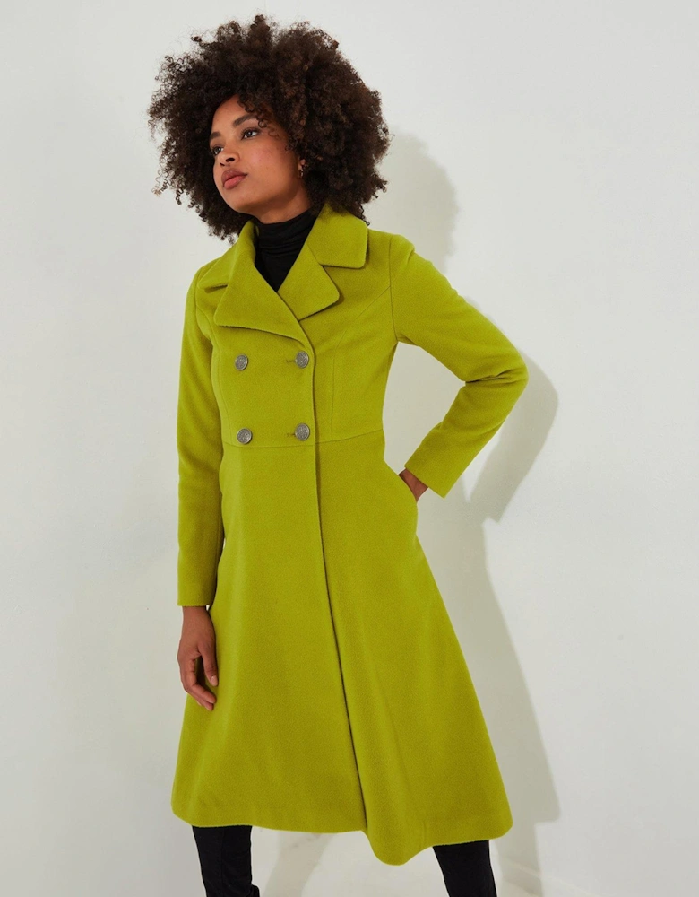 Lime Double Breasted Maxi Coat