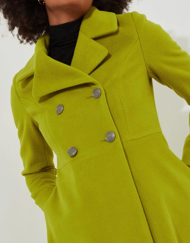 Lime Double Breasted Maxi Coat