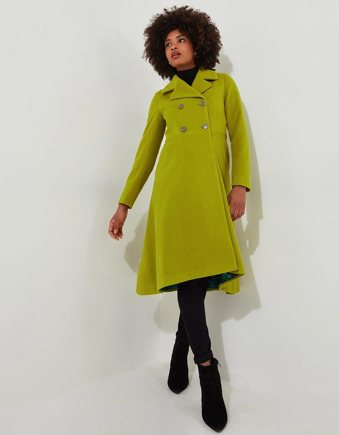 Lime Double Breasted Maxi Coat