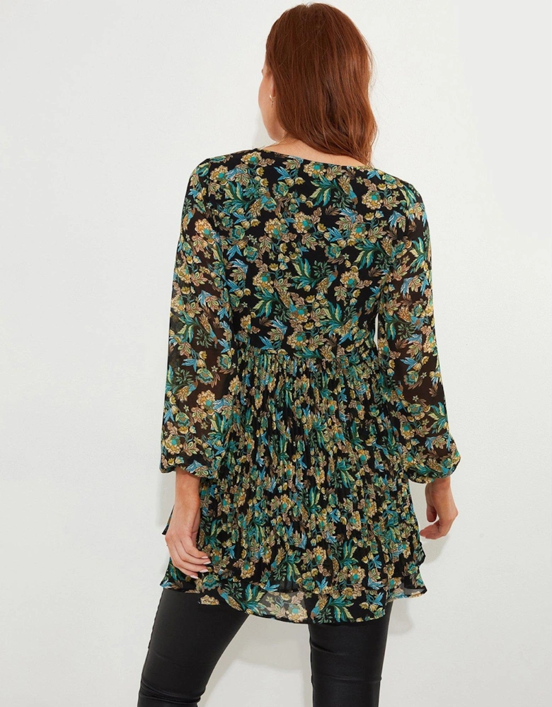 Printed Pleate Tunic - Green