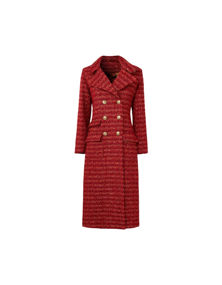 Maya Tweed Maxi Coat - Orange