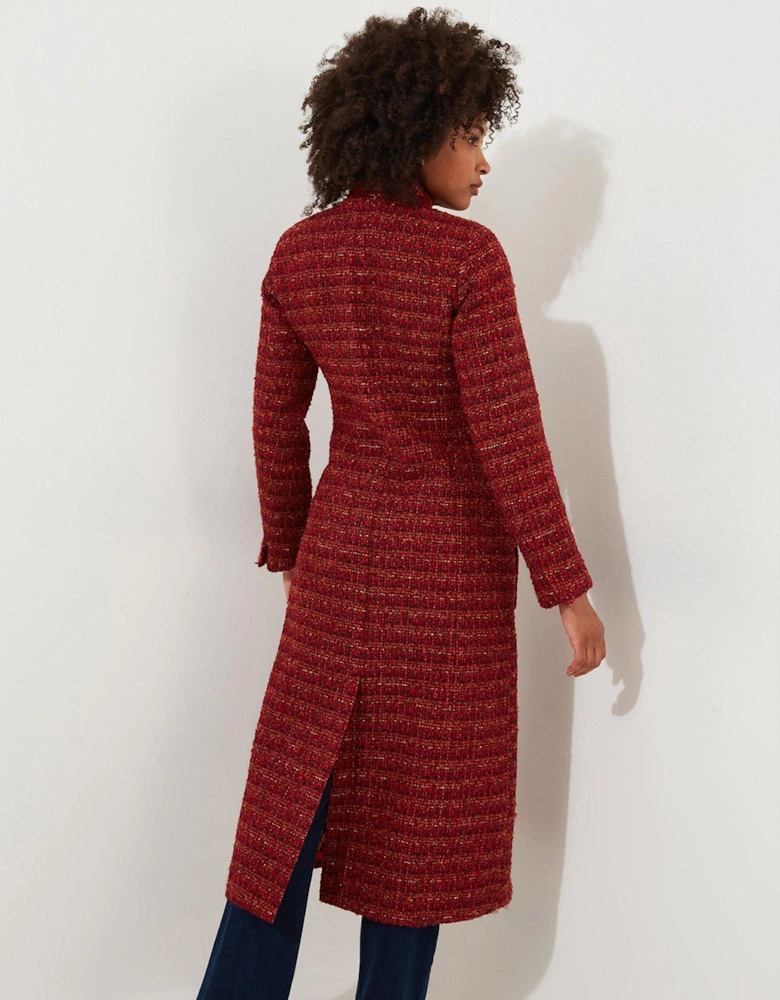 Maya Tweed Maxi Coat - Orange