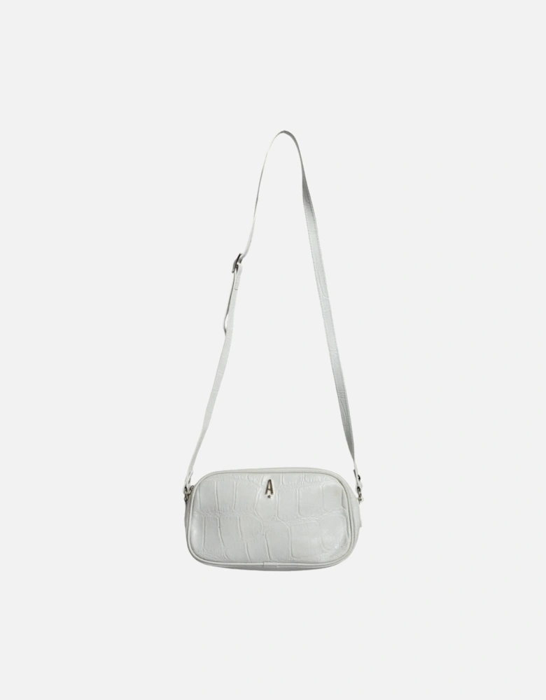 White Croc Print Leather Crossbody Sling Bag Women Crossbody Bags