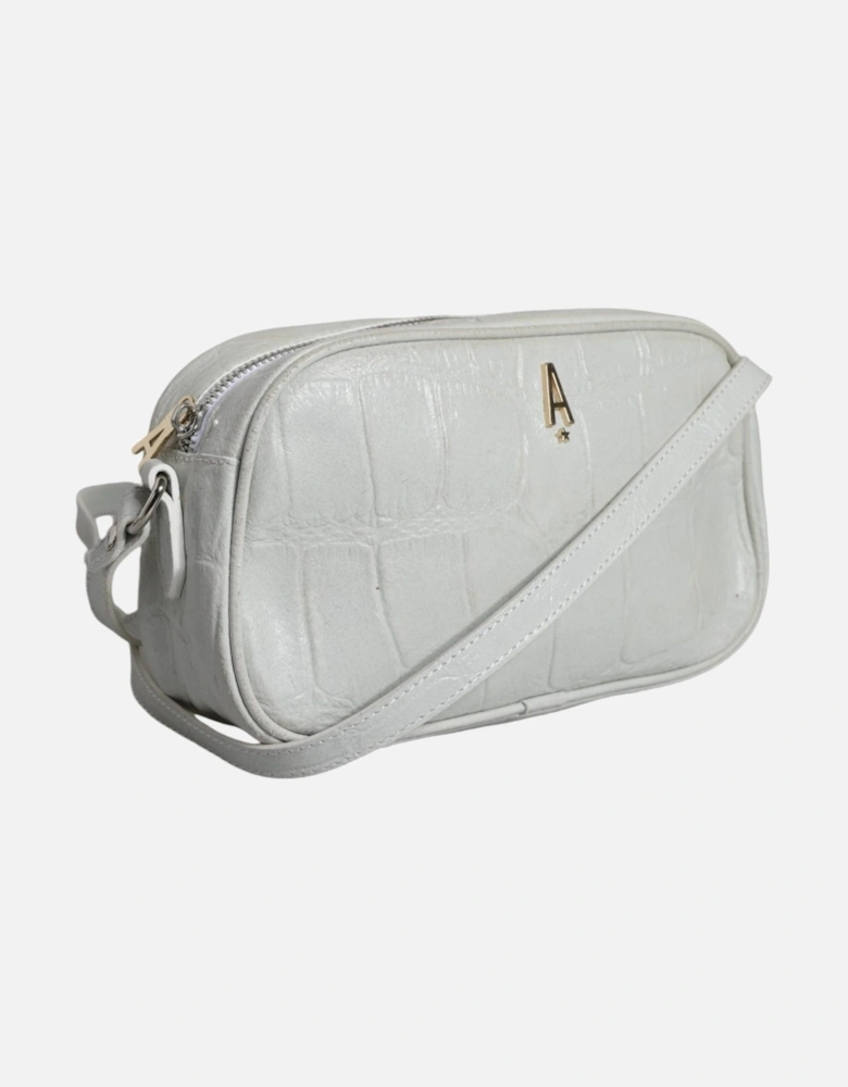 White Croc Print Leather Crossbody Sling Bag Women Crossbody Bags