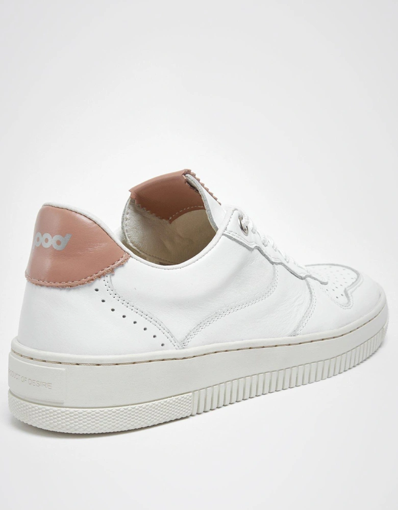 Bella White & Pink Leather Trainers