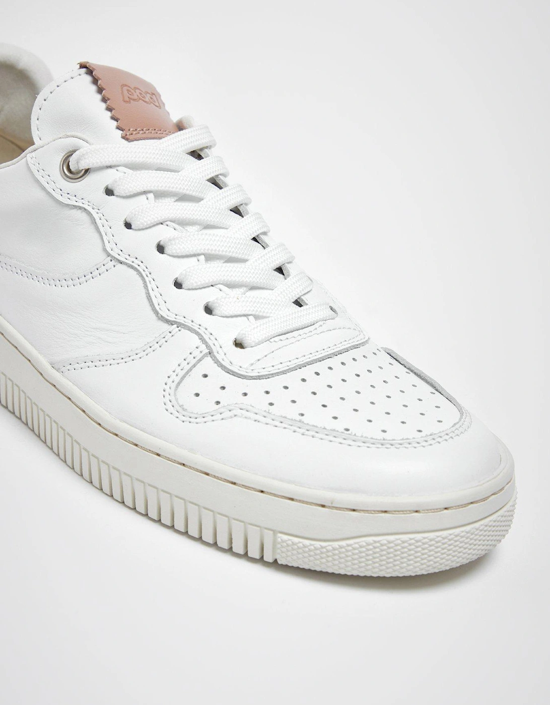 Bella White & Pink Leather Trainers