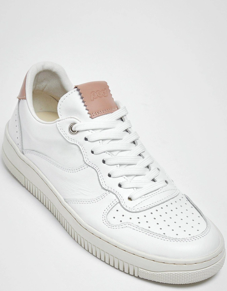 Bella White & Pink Leather Trainers