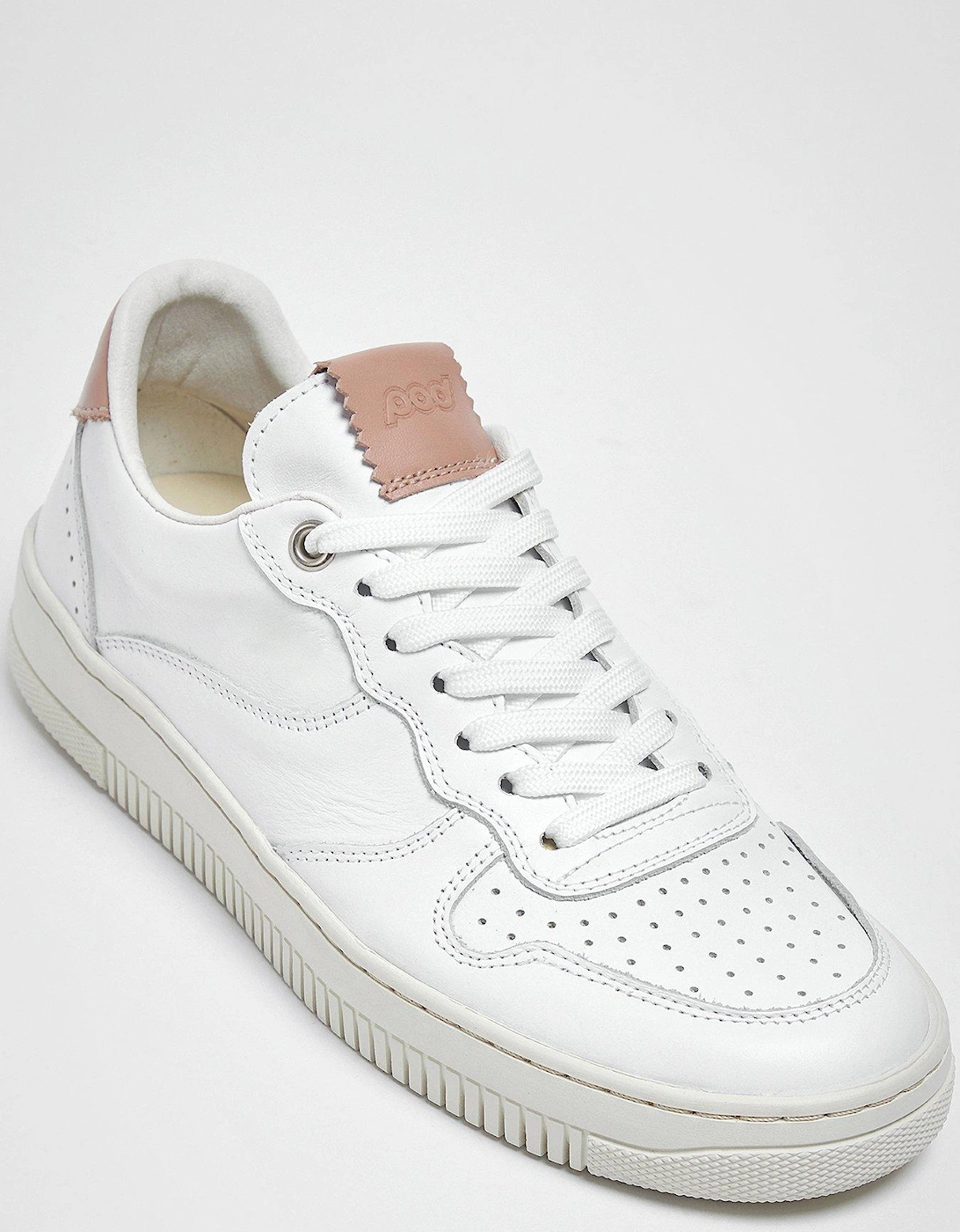 Bella White & Pink Leather Trainers