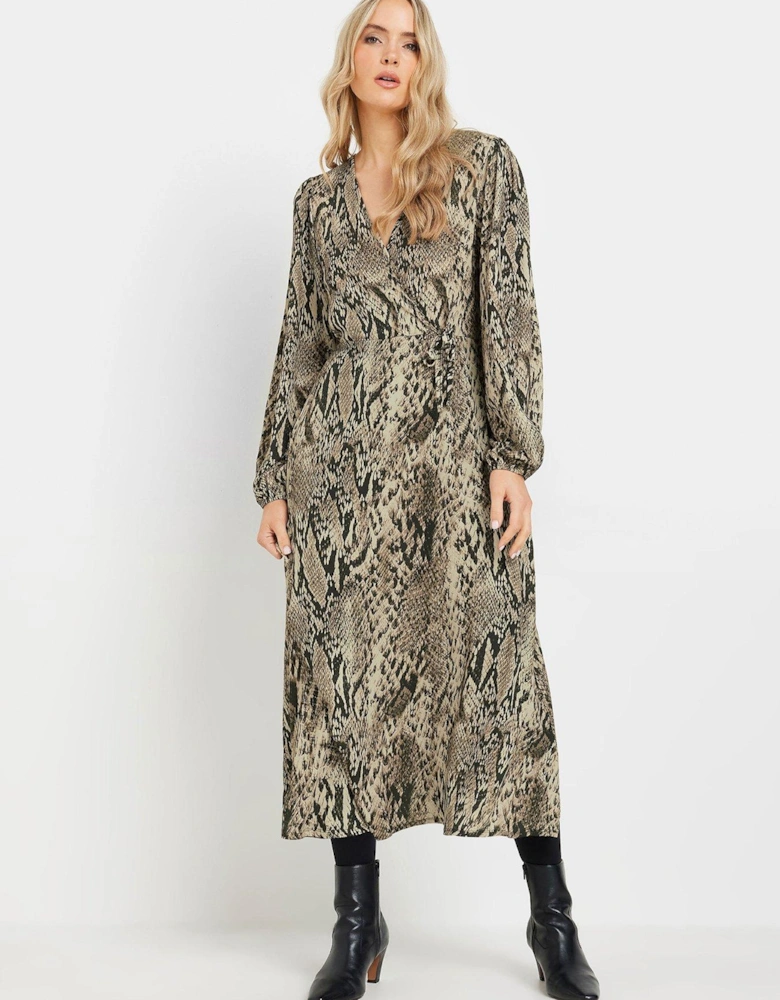 Tall Snake Wrap Midi Dress - Natural