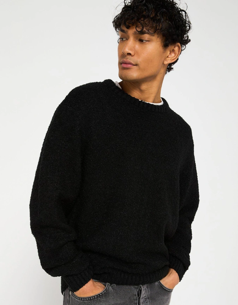 Boucle Crew Knitted Jumper - Black