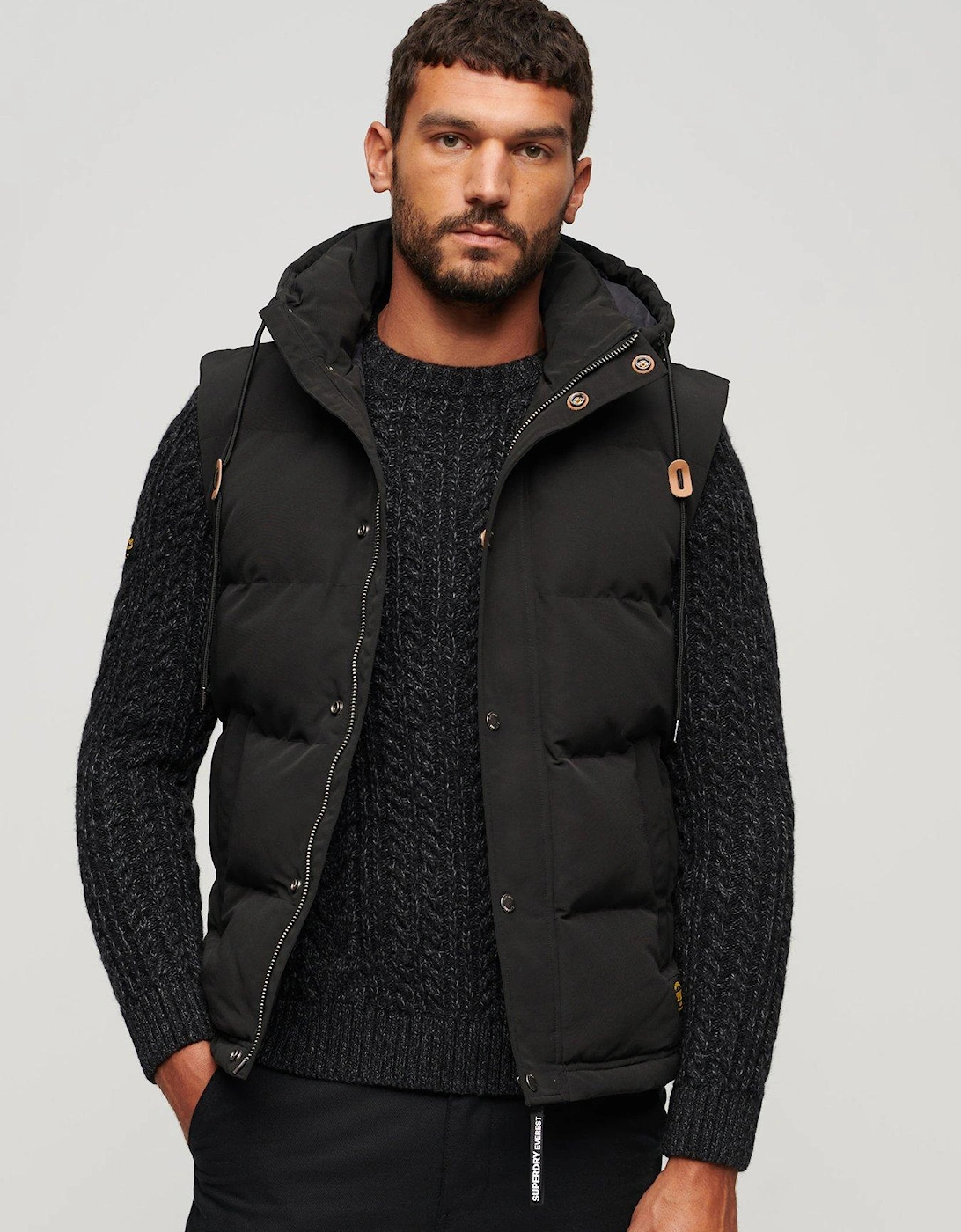 Hooded Everest Padded Gilet - Black, 7 of 6