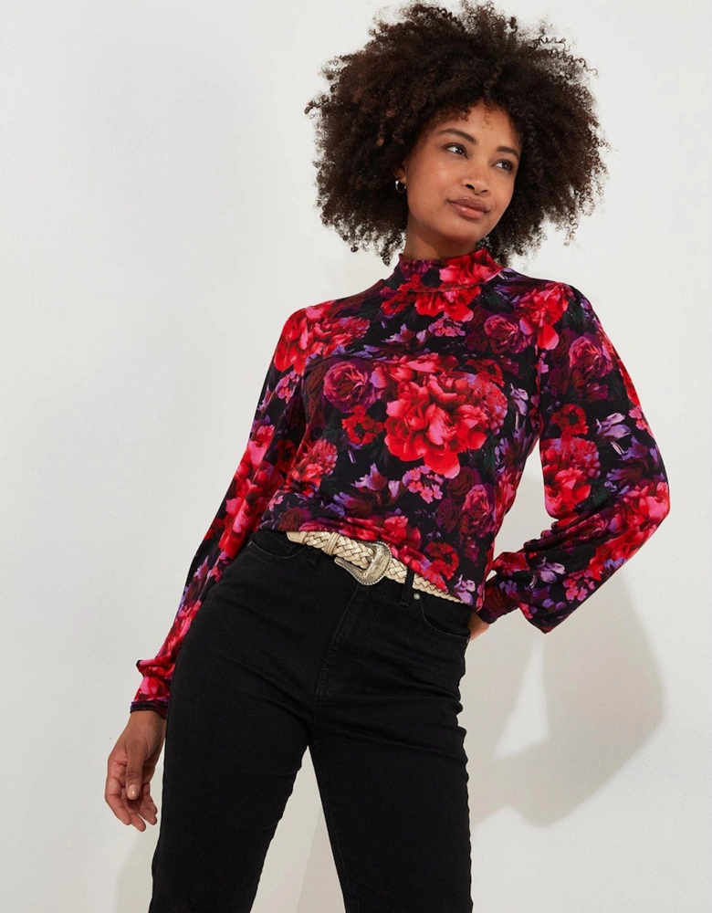 Jersey Print Top - Red