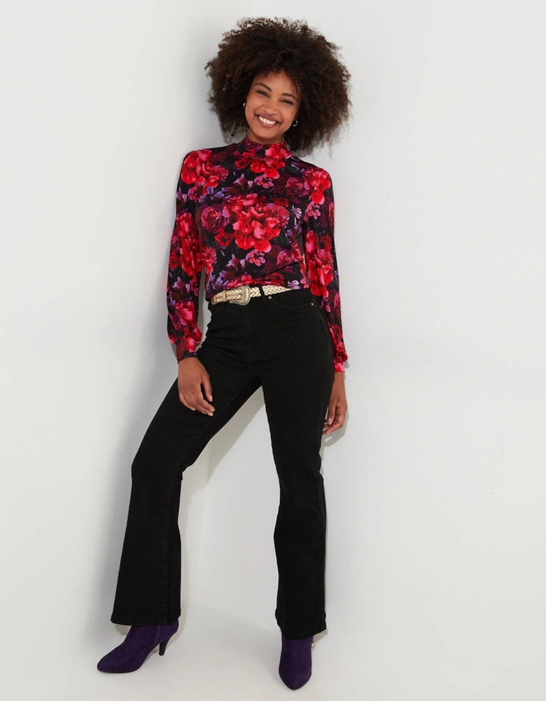 Jersey Print Top - Red