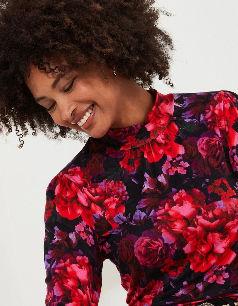 Jersey Print Top - Red