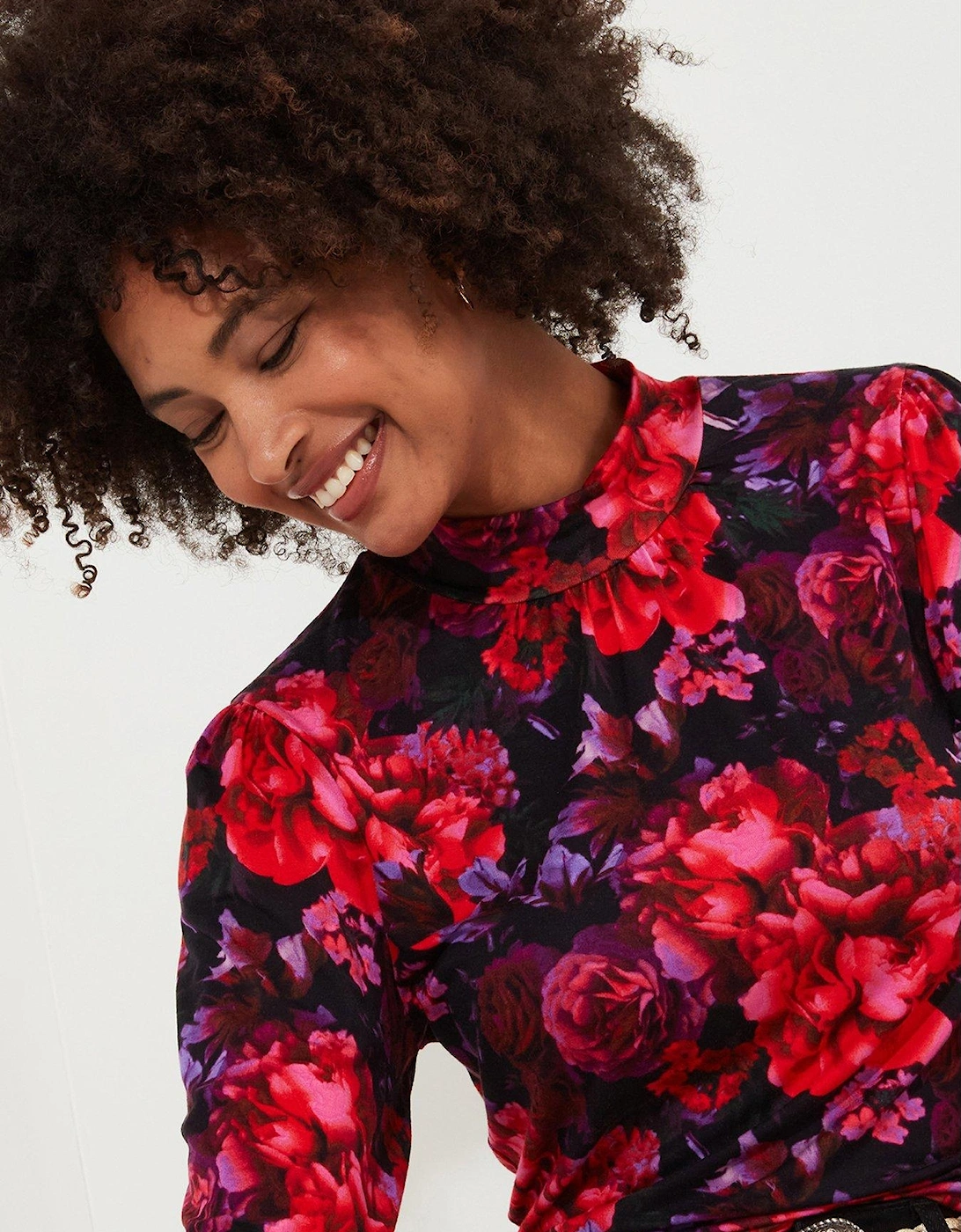 Jersey Print Top - Red