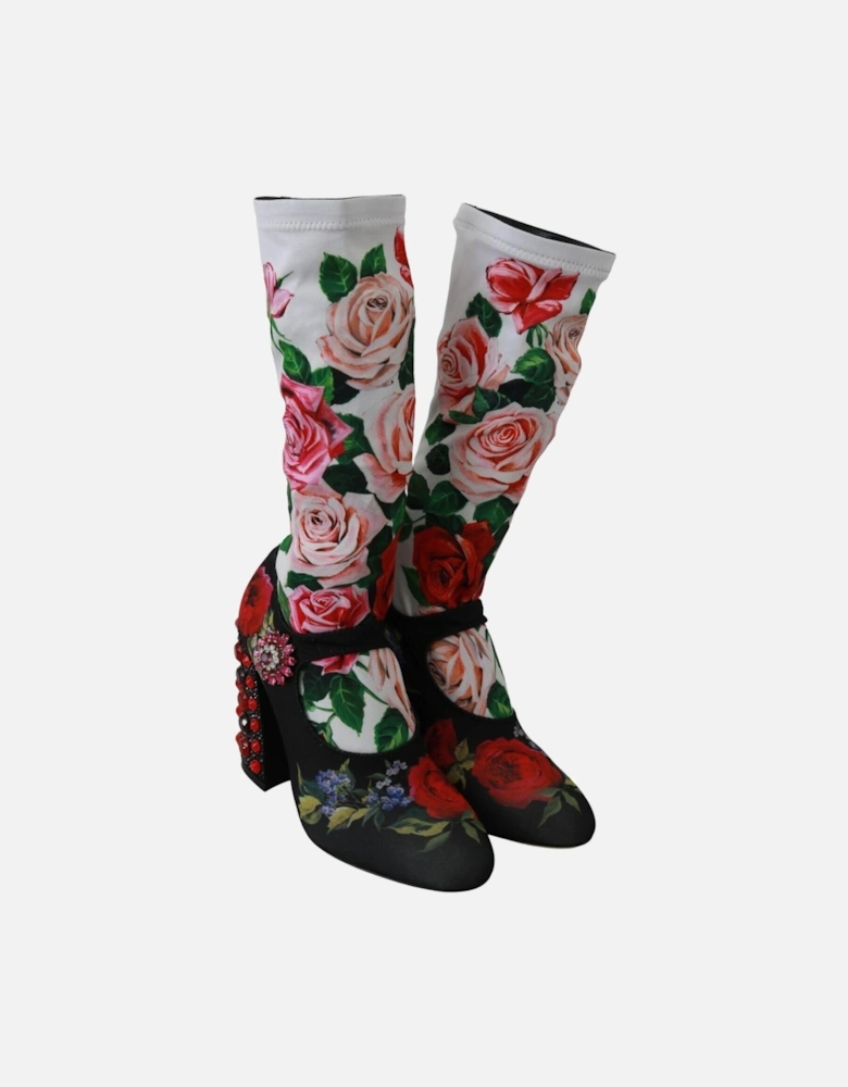 Floral Print Booties Rose Print Style Women - Multicolor