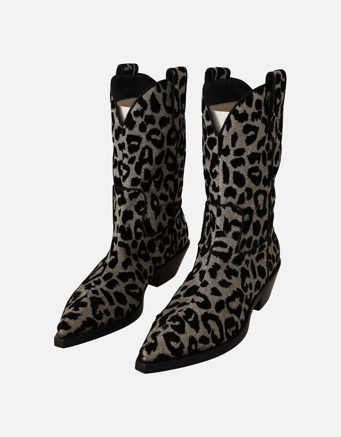 Leopard Print Western Ankle Boots Women - Black