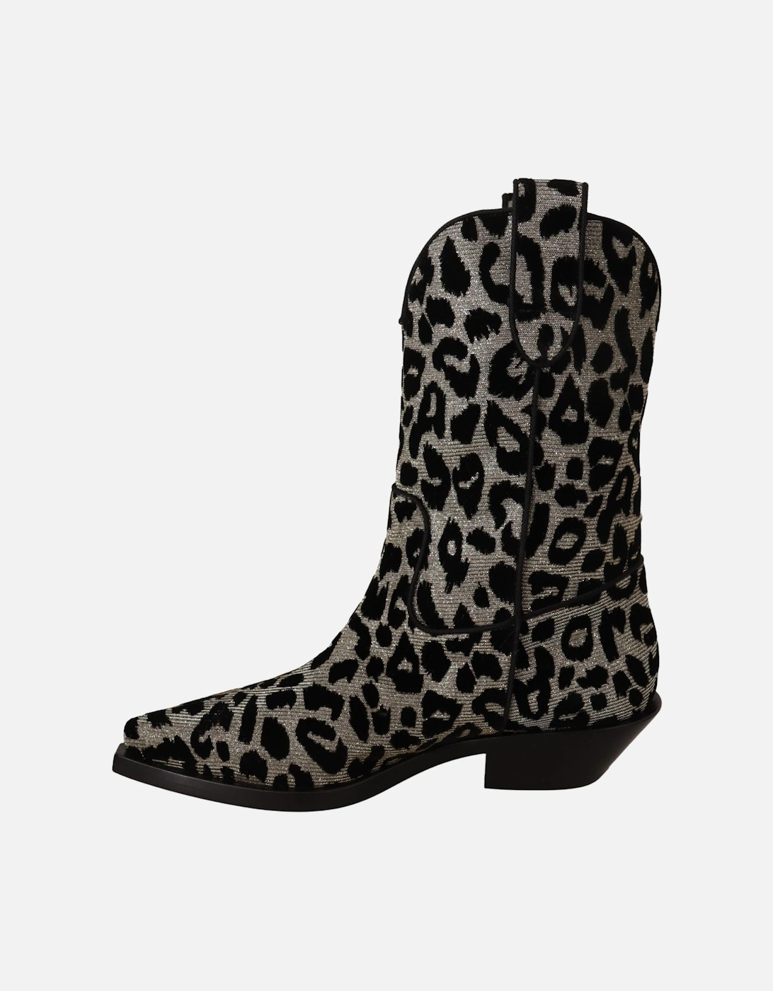 Leopard Print Western Ankle Boots Women - Black