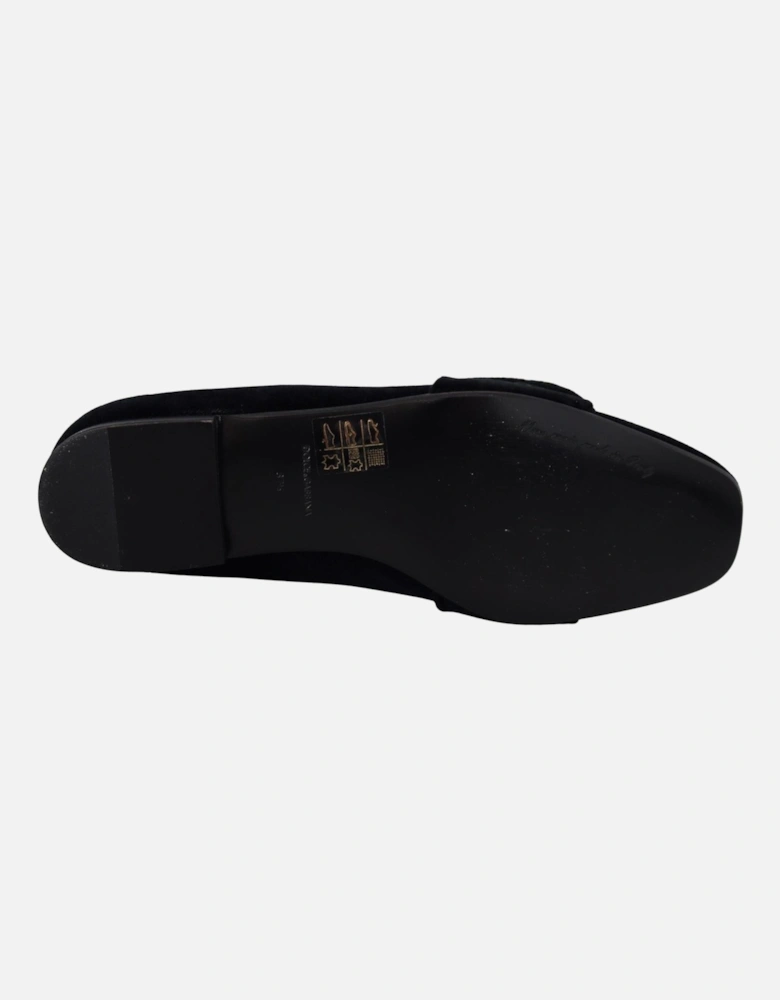 Velvet Loafers Crystal Detail Women - Black Flats