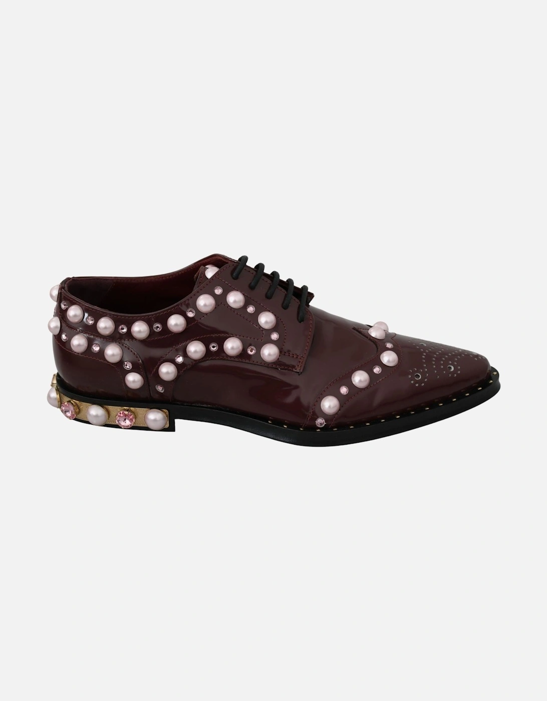 Pearl Embellished Oxfords Burgundy Style Women - Bordeaux Flats, 7 of 6