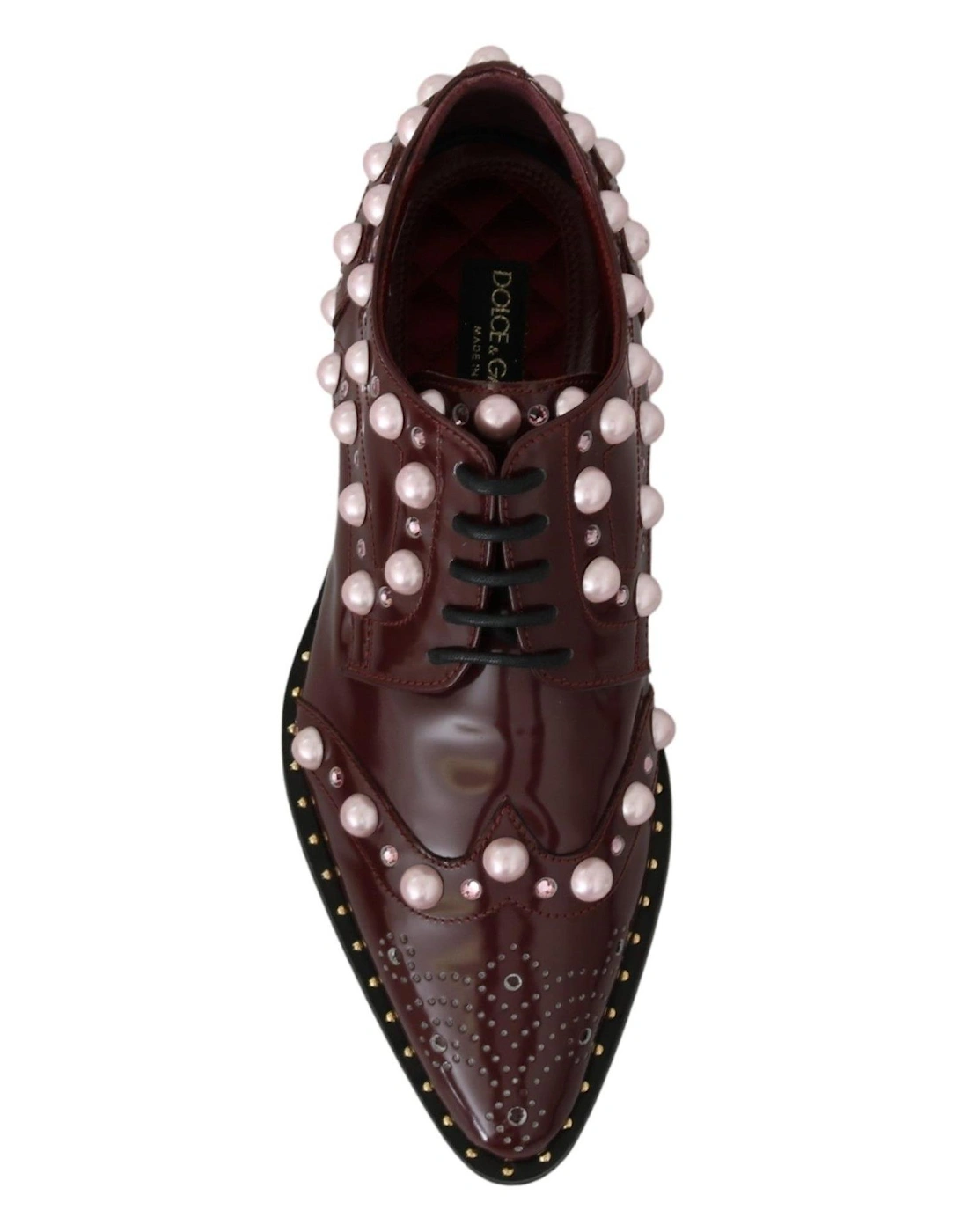 Pearl Embellished Oxfords Burgundy Style Women - Bordeaux Flats