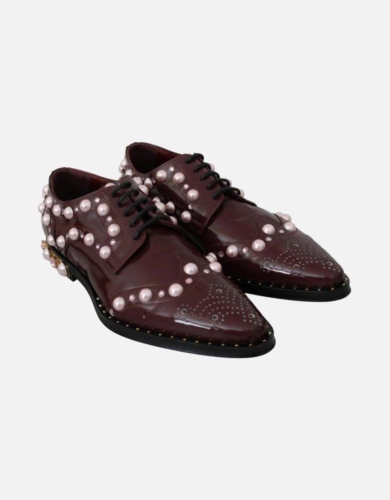 Pearl Embellished Oxfords Burgundy Style Women - Bordeaux Flats