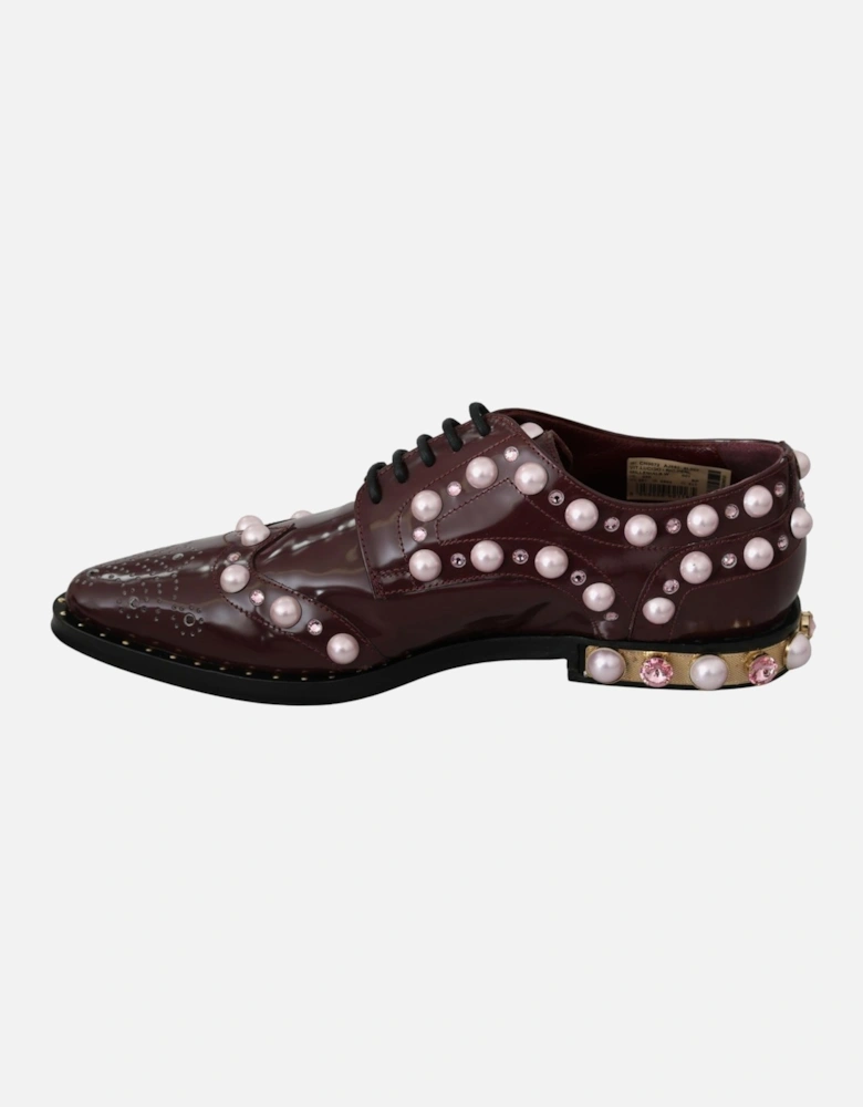 Pearl Embellished Oxfords Burgundy Style Women - Bordeaux Flats