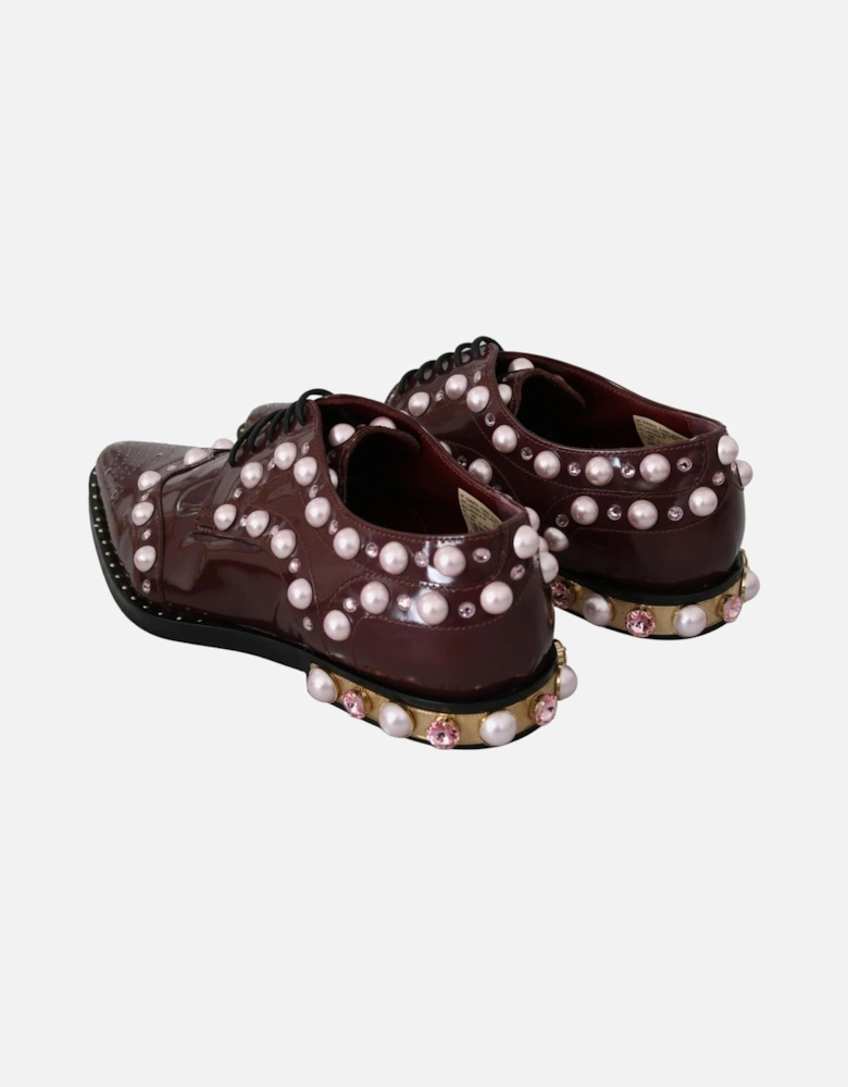 Pearl Embellished Oxfords Burgundy Style Women - Bordeaux Flats