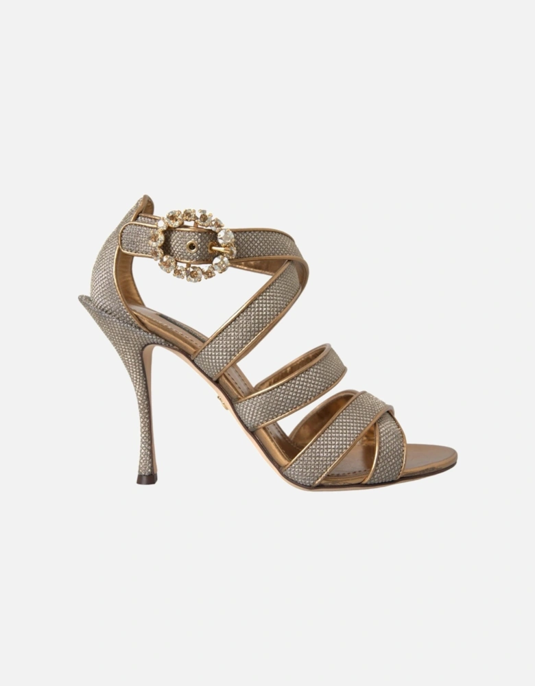 Crystal-Embellished Stiletto Heel Sandals Women - Gold