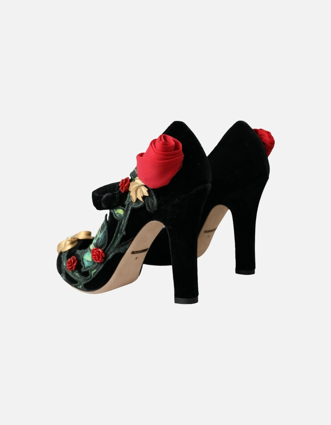 Floral Embellished Mary Jane Pumps Heels Women - Black