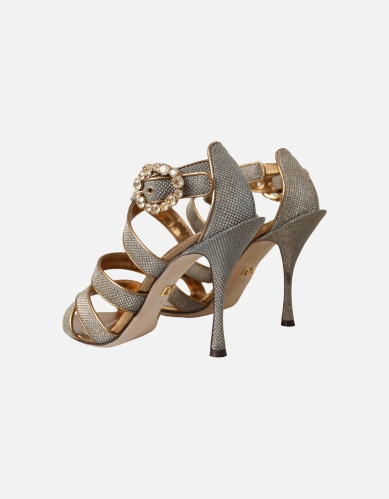 Crystal-Embellished Stiletto Heel Sandals Women - Gold