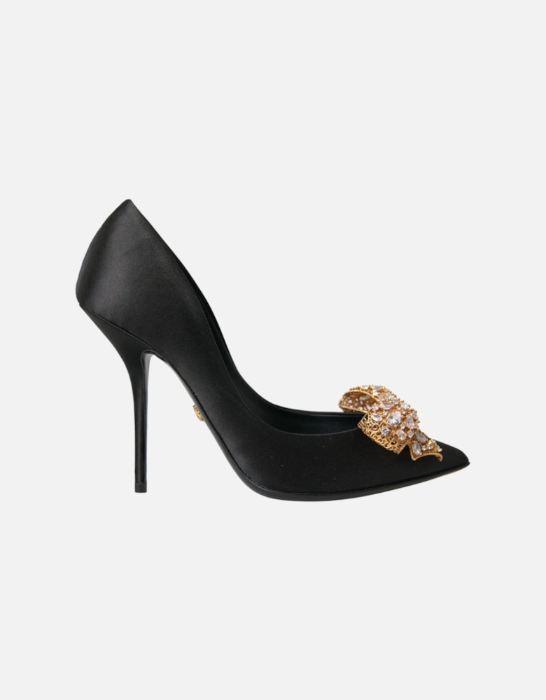 Crystal Embellished Suede Heels Pumps Women - Black