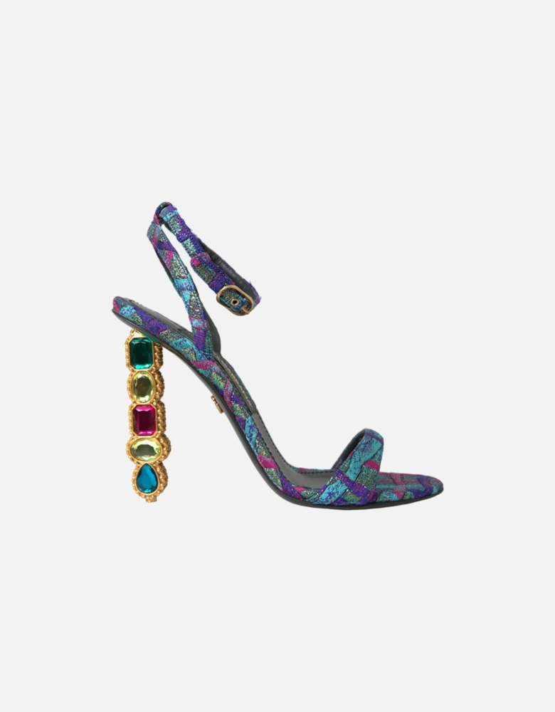 Crystal-Embellished Ankle Strap Heels Sandals Women - Multicolor