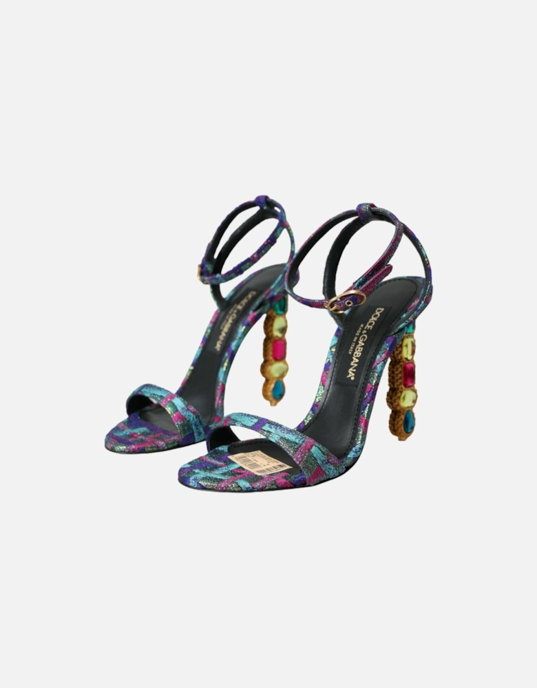 Crystal-Embellished Ankle Strap Heels Sandals Women - Multicolor