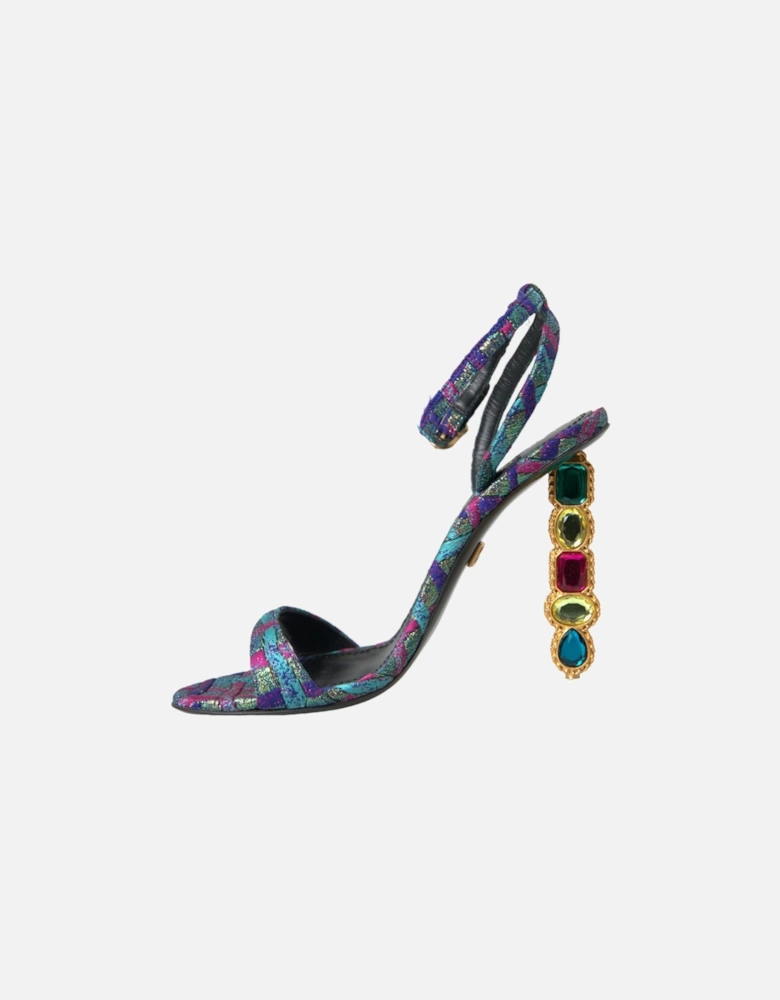 Crystal-Embellished Ankle Strap Heels Sandals Women - Multicolor