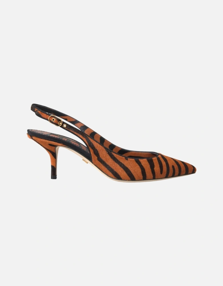 Zebra Print Slingback Sandals with Buckle Closure Women - Orange