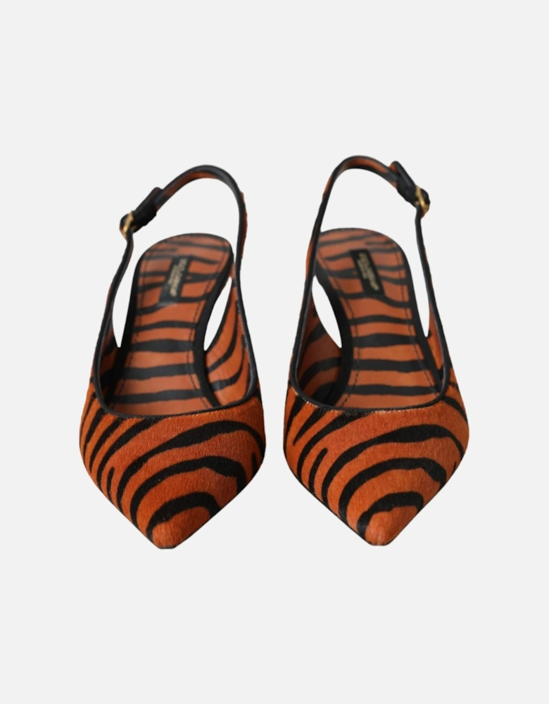 Zebra Print Slingback Sandals with Buckle Closure Women - Orange