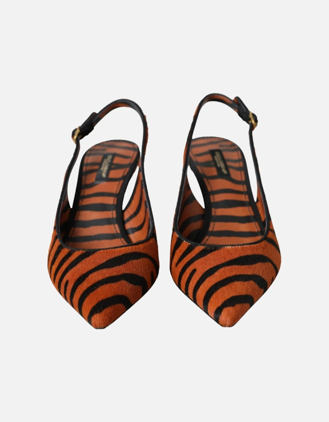 Zebra Print Slingback Sandals with Buckle Closure Women - Orange