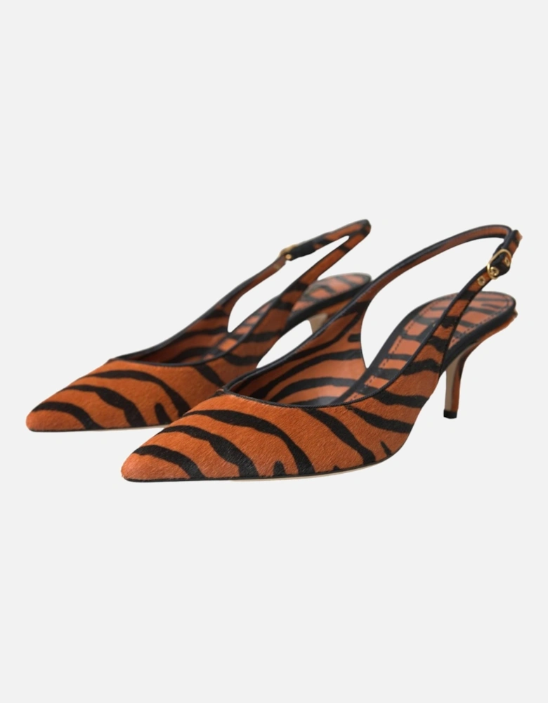 Zebra Print Slingback Sandals with Buckle Closure Women - Orange