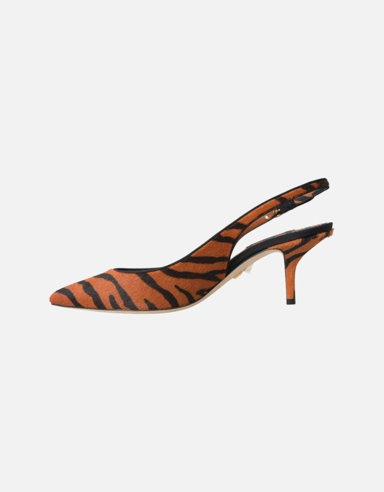 Zebra Print Slingback Sandals with Buckle Closure Women - Orange