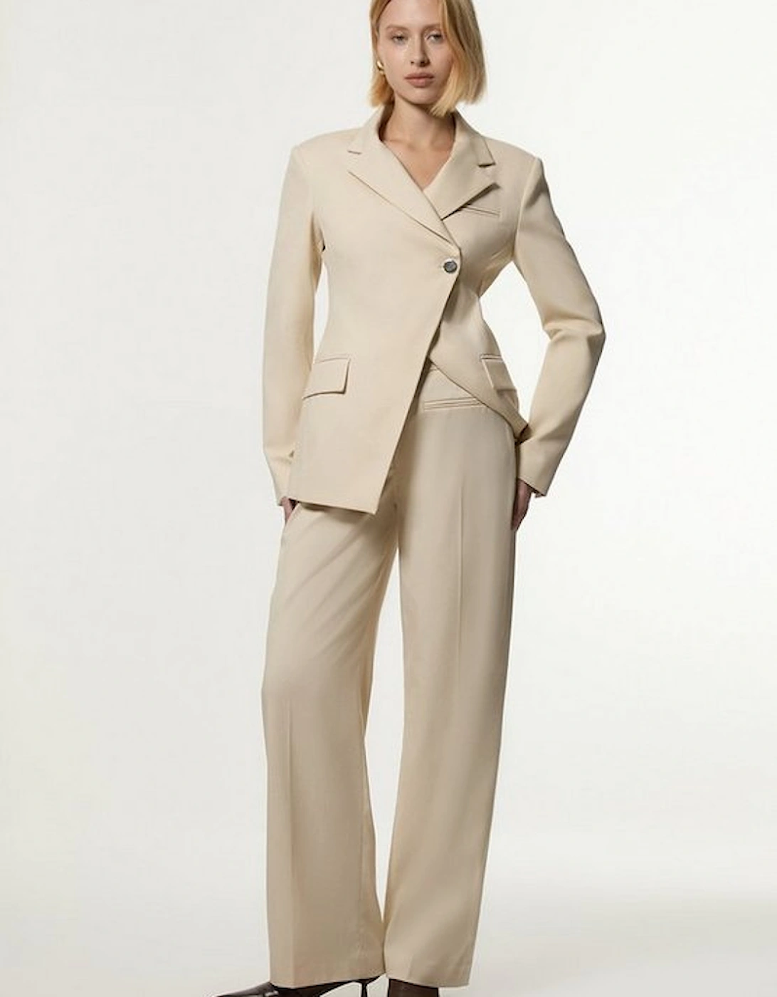 Soft Structured Tailored Wide Leg Trousers, 4 of 3