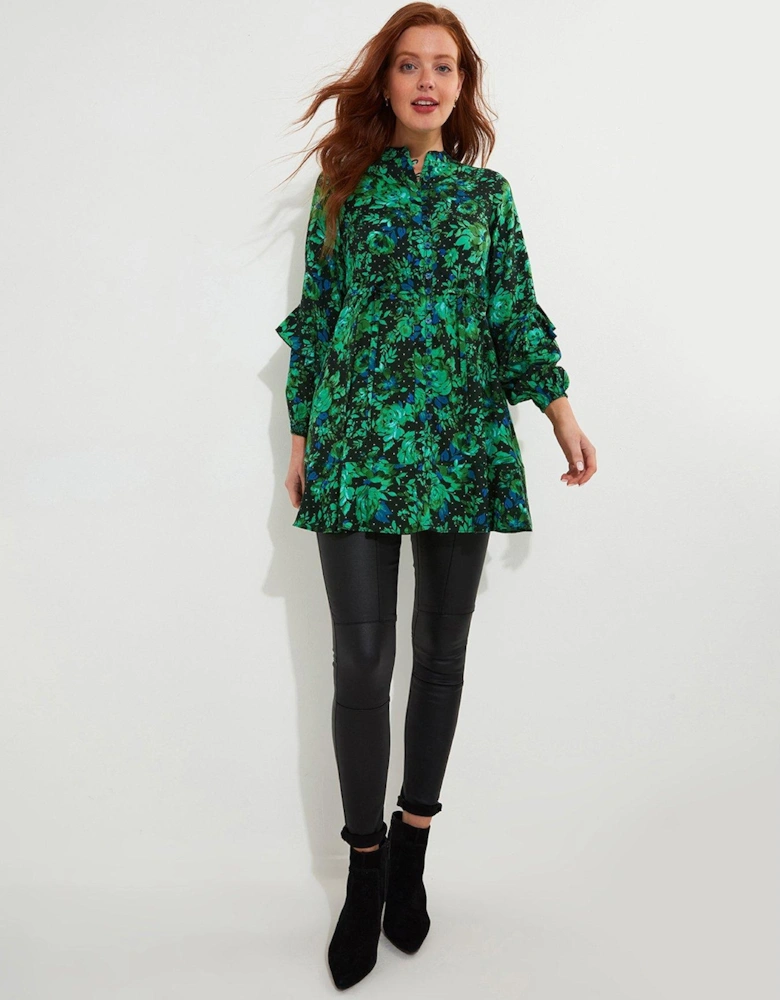 Winter Florals Tunic Dress - Bright Green